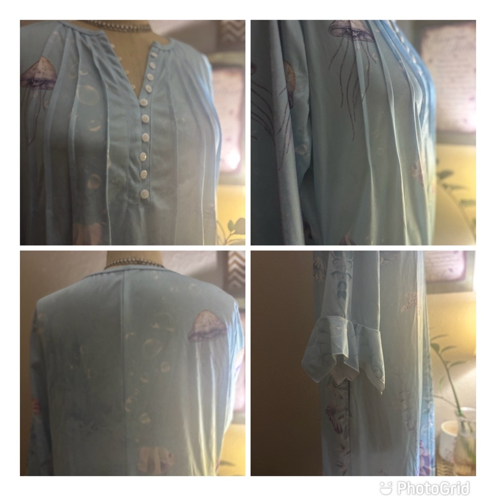 Light Blue Button-Down Vintage Night Gown